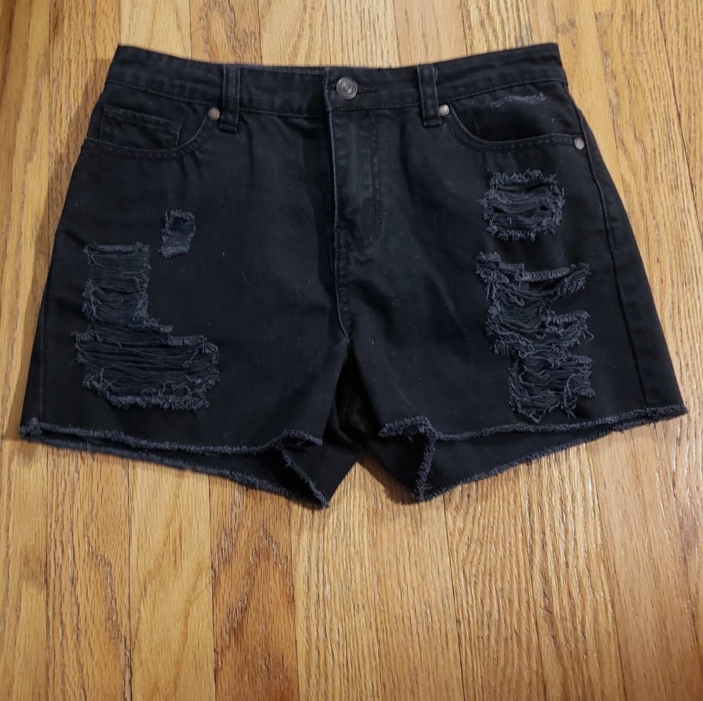 Buffalo David Bitton Black Panama High Rise Rigid Short, Size 26